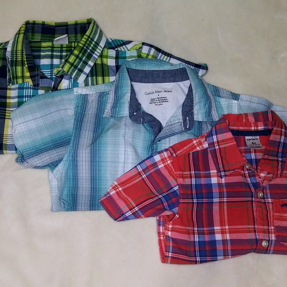 Bundle 3 Button Down Boys Shirts size 4
